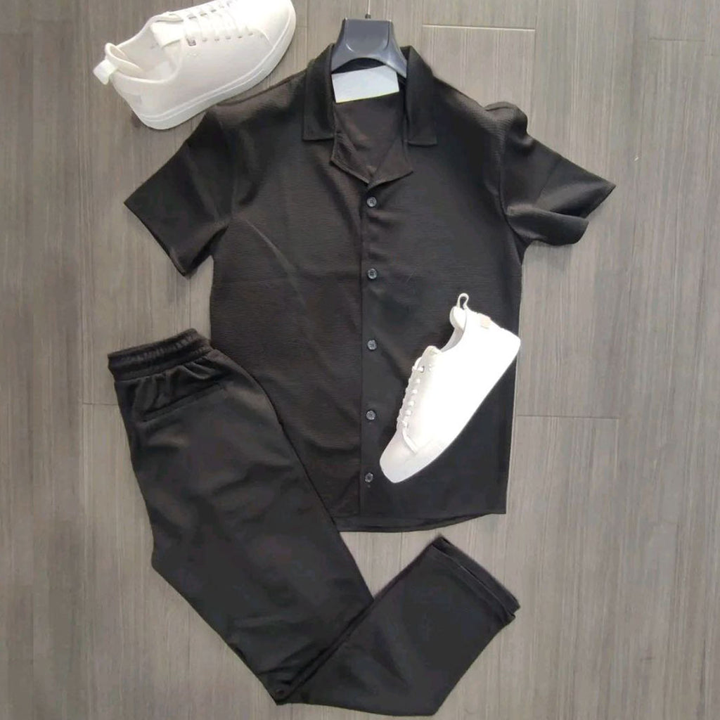 TU Gaufre pantalon+chemise beige