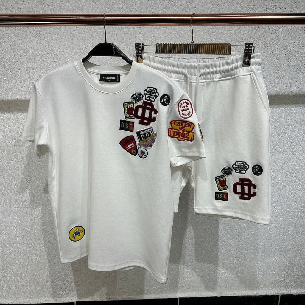 Tenue DSQ2 blanc fond gris